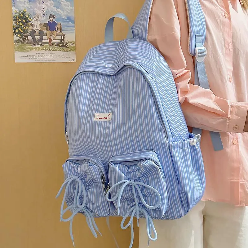GEERDUN Nylon Backpack Women's White, Black, Light Blue-14