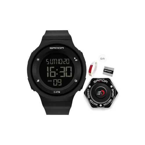 Sanda Electronic Механизм TPU Ремешок Часы Унисекс Черный Циферблат