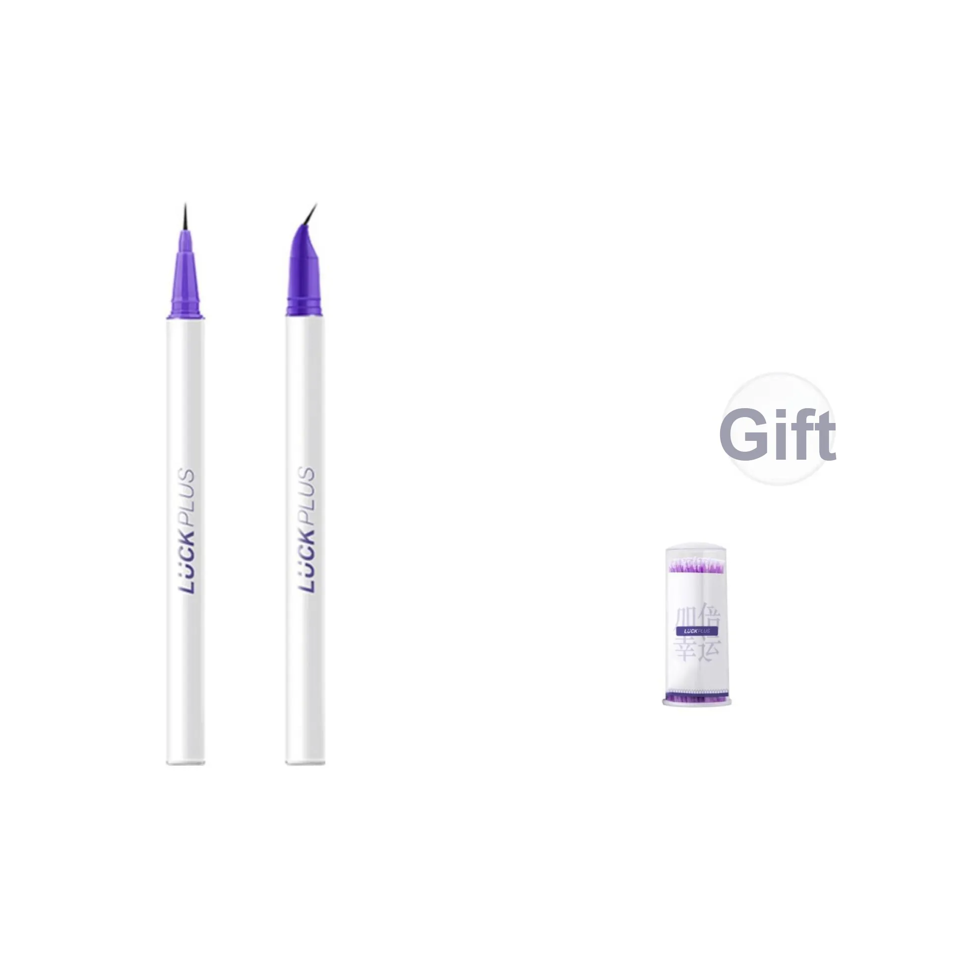 LUCK PLUS Двойной Eyeliner Pen Водостойкий и Устойчивый к поту Прямые и Загнутые Кончики Комбинация