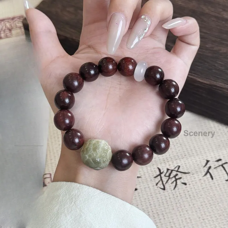 PUTUOSHANWENCHUANG Golden Sandalwood Bracelets Unisex-3