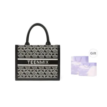 Teenmix Canvas Fabric Tote Handbag Regular Women's Black/Brown