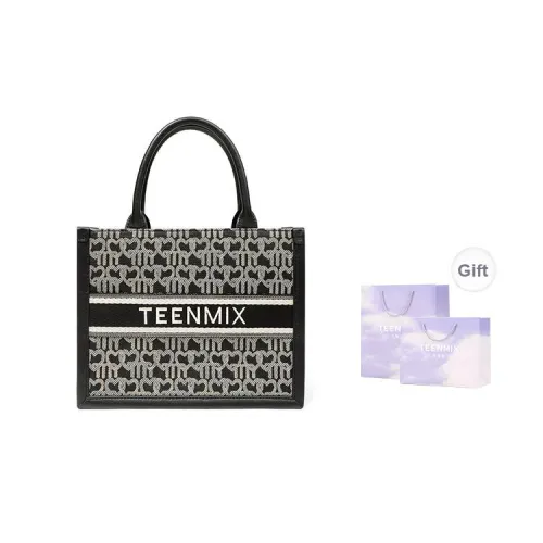 Teenmix Canvas Fabric Tote Handbag Regular Women's Black/Brown