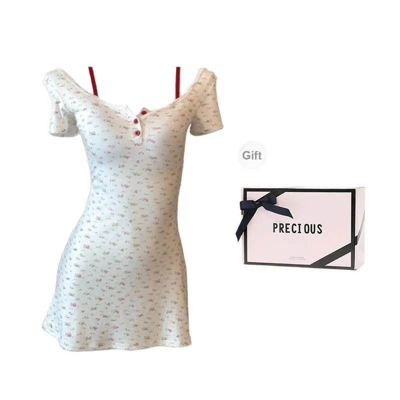 METE WHALE MT Nightgown Women's Gift Box Set Floral White-0