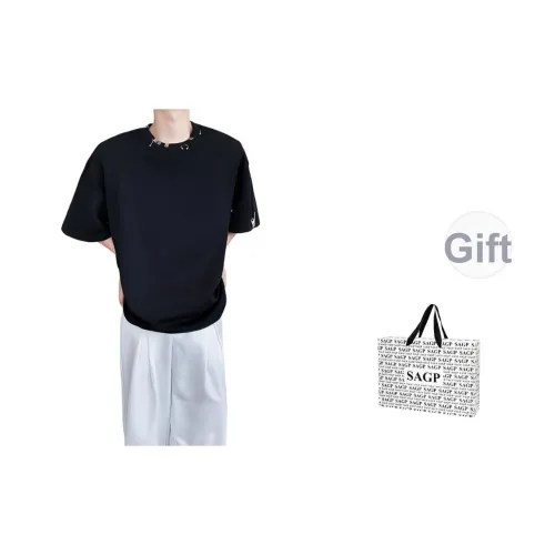 SAGP 🐱🏍 Темный Черный 🏍 С подарками Сумка для покупок Мужская T-Рубашка