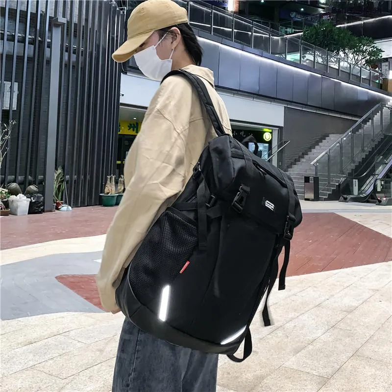 Yalu Nylon Backpack Laptop Bag Unisex Black/Gray-2