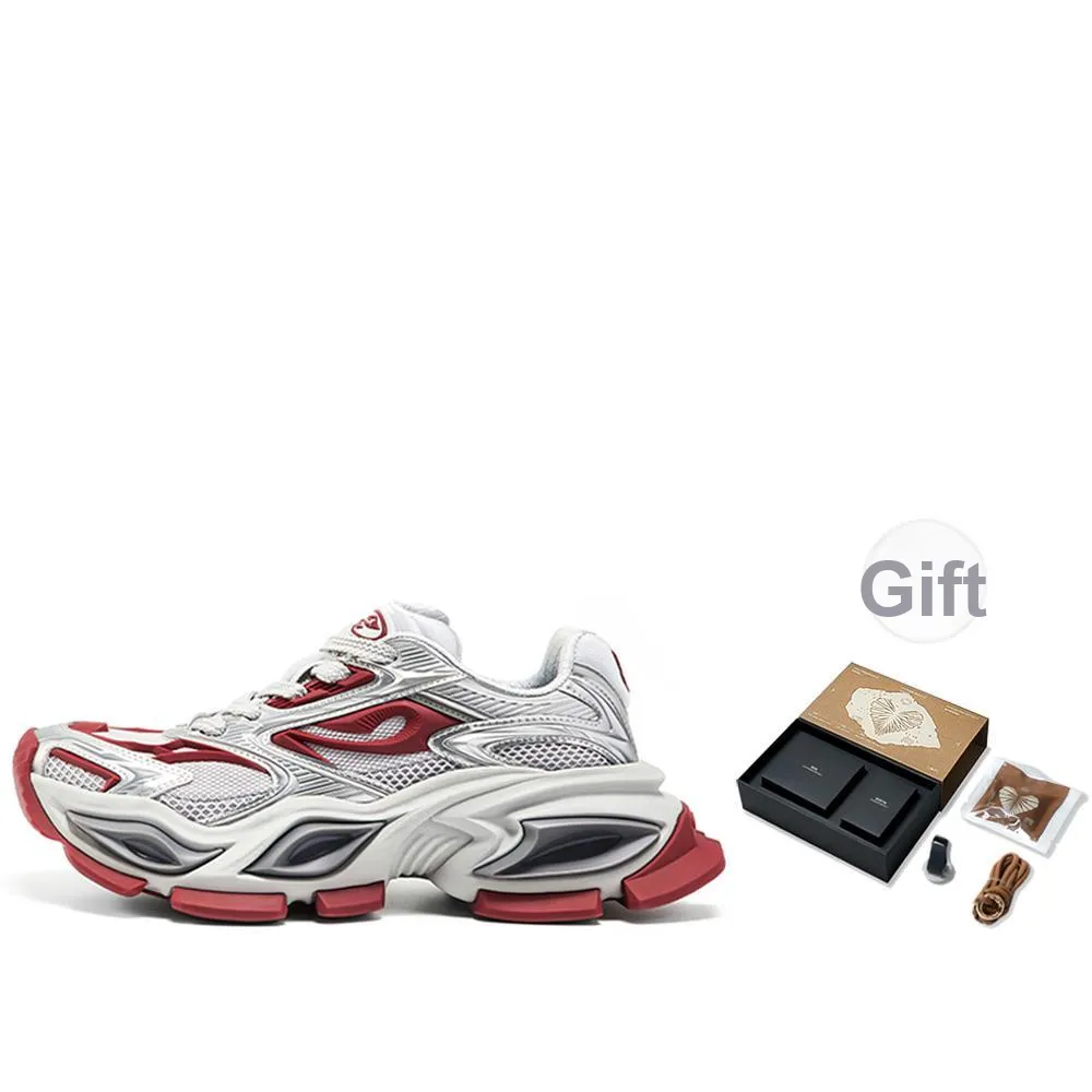 OGR Different Colored Gaze Low Top Chunky Sneakers Unisex Crimson