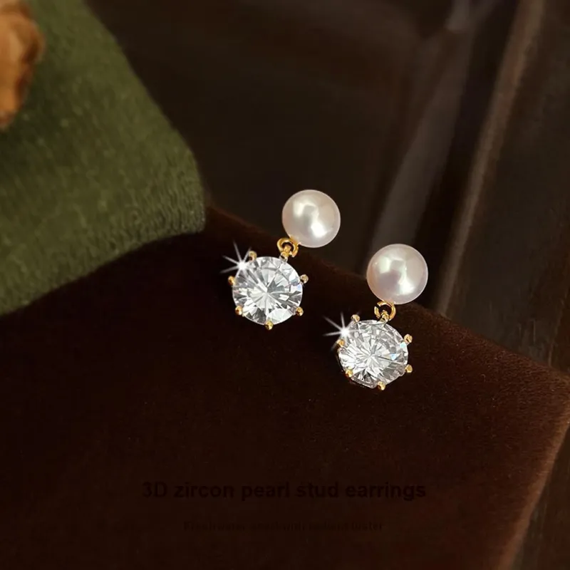 Ostantin S925 Silver Stud Drop Earrings Women's-1