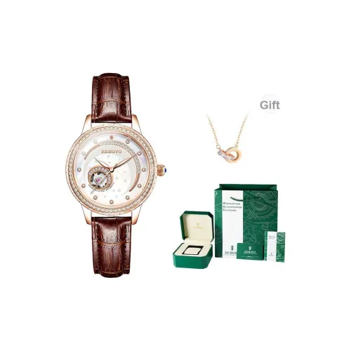 RENOVO Автоматический механический механизм натуральная кожа ремень женские часы жемчужная раковина цвет циферблат часов