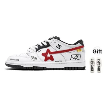 RIPSTAR SKBD SC Anti Slip Wear Resistant Low Top Skateboard Shoes Unisex White Red