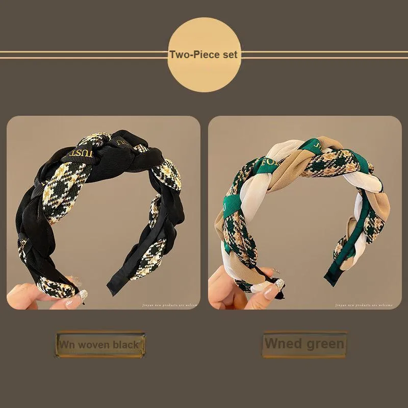 JINGLINGLONG Letter Twisted Headband For Washing Face Slip-Resistant Versatile Suitable For Women's With High Forehead-4