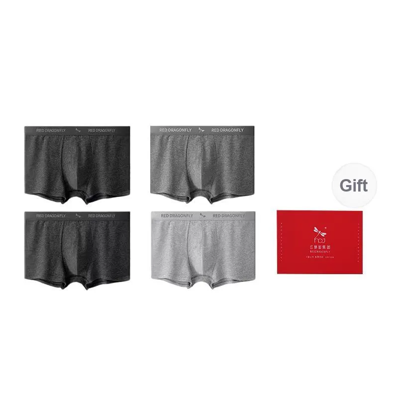 RED DRAGONFLY Cotton Panties Men's 4 Pack Gift Box Set-15