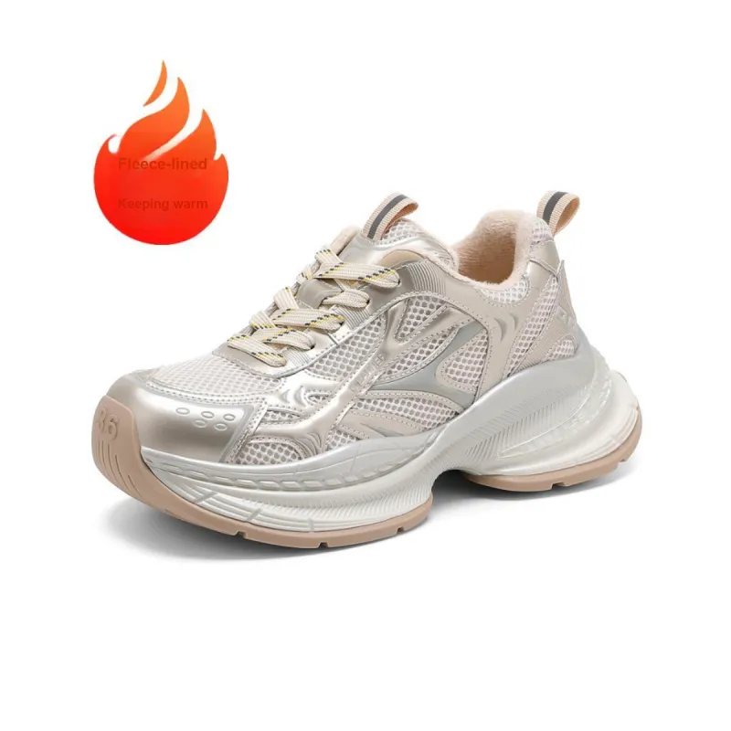 C°BANNER Wear Resistant Low Top Chunky Sneakers Women's Champagne-1