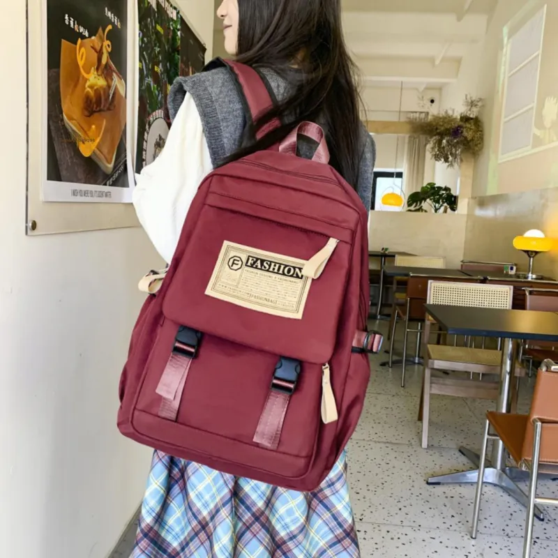 MOK Nylon Backpack Regular Unisex White/Black/Burgundy/Khaki-14