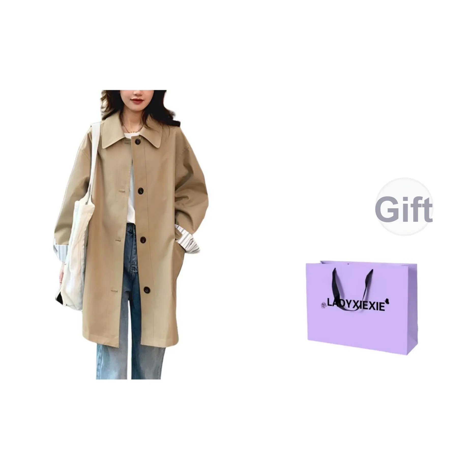LADYXIEXIE Хаки Женская тренч-куртка