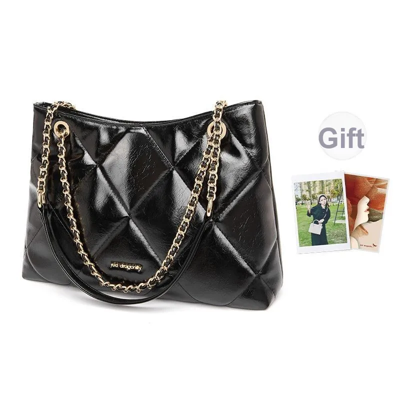 RED DRAGONFLY ПУ (полиуретан) Тоут Клетчатая Сумка Сумка через плечо Сумка на плечо Женская Черная