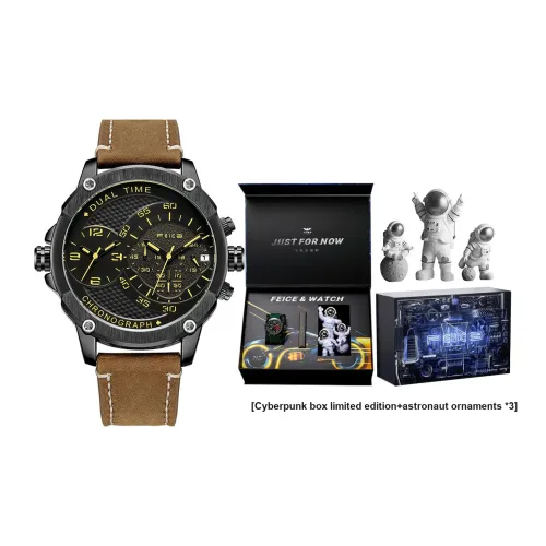 FEIKE Серия Wind Кварцевый механизм Естественная кожа Ремешок Часы Мужские Черный циферблат FK025