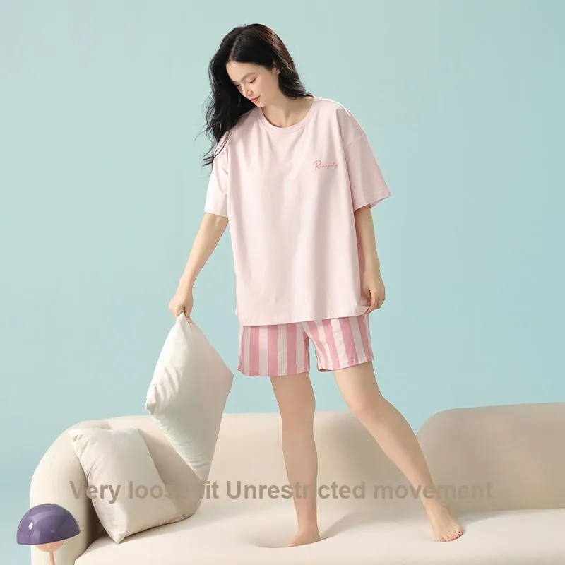White Ran Pajama Set Women's Pink-2