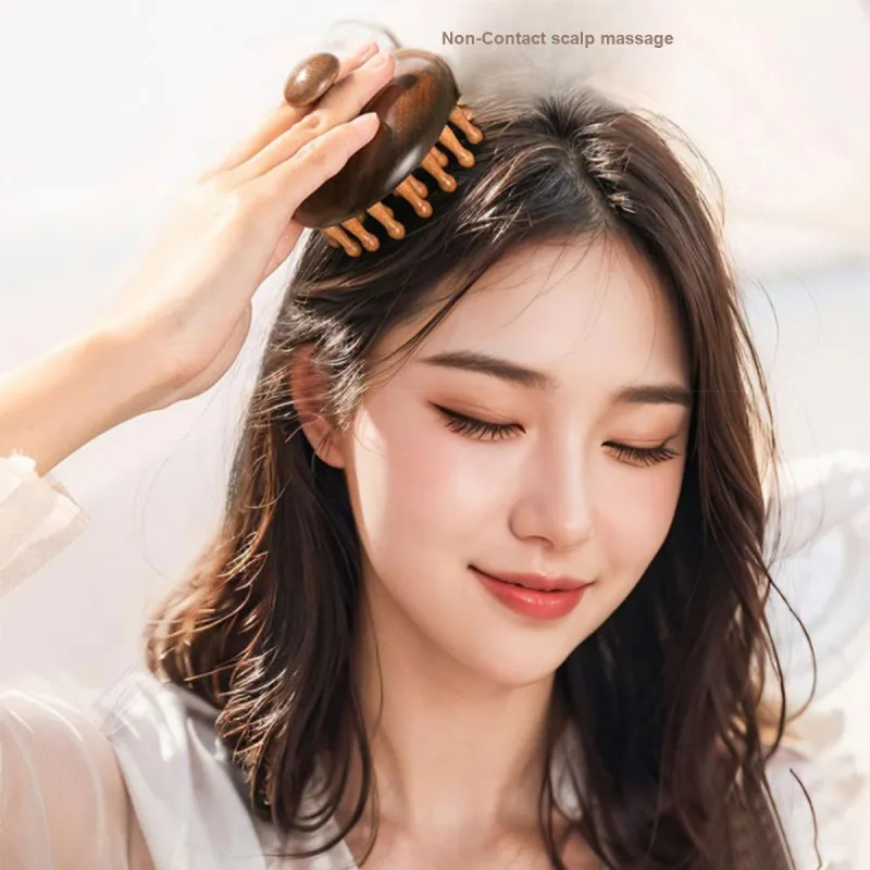 Gentle Welcome High End Sandalwood Round Disk All Comb Hair Unblocking Magic Tool For Smooth Hair Without Pulling-1