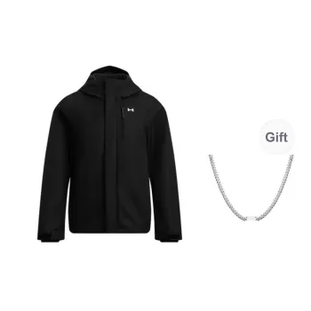 Under Armour Windbreaker Jackets Unisex Black Comes With Cuban Necklace
