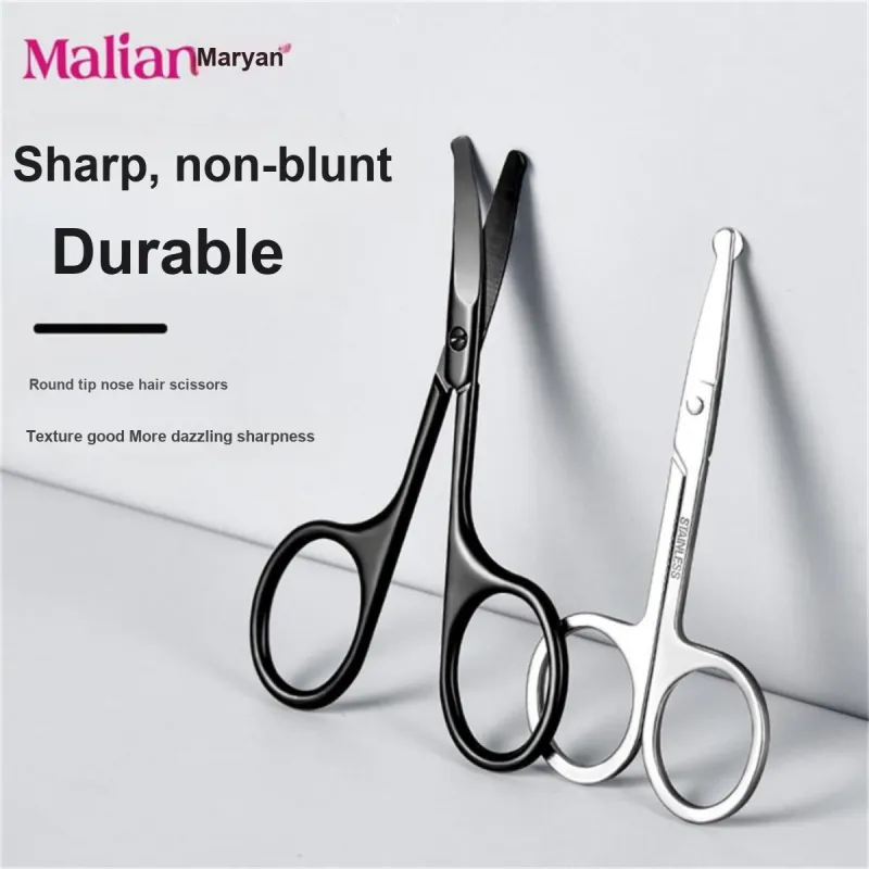 Malian Manual Fashion Round Tip Stainless Steel Compact Nose Hair Trimming Scissors Sharp-7