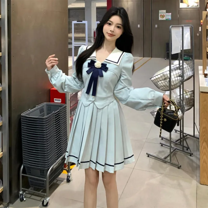 Lookinto Long-Sleeved Dresses Women's Blue-5