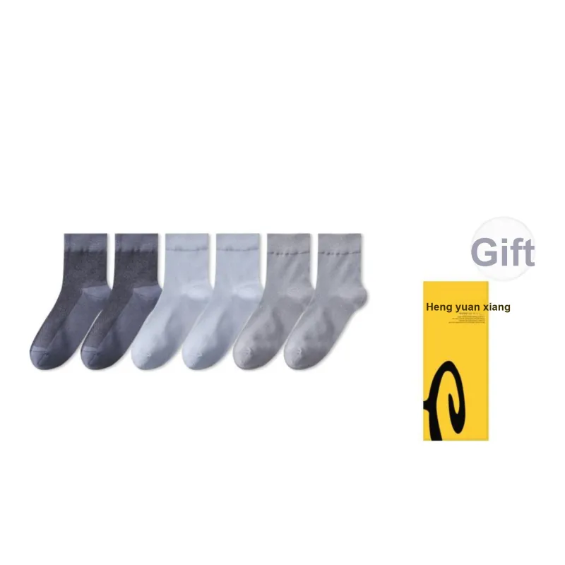 H YXIANG Mid Calf Socks Men's Box 6 Pack-3