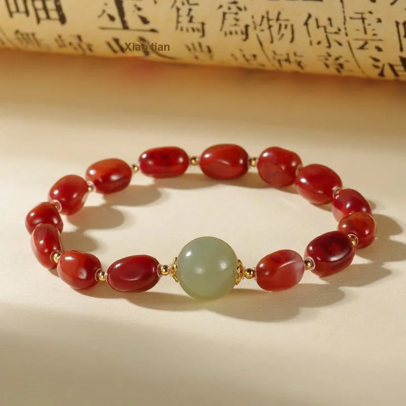 ZHANGKAKA Southern Red Agate Bracelets Unisex-2