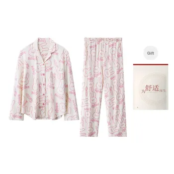 Red Beans At Home Pajama Set Women's Ecru