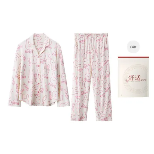 Red Beans At Home Pajama Set Women's Ecru