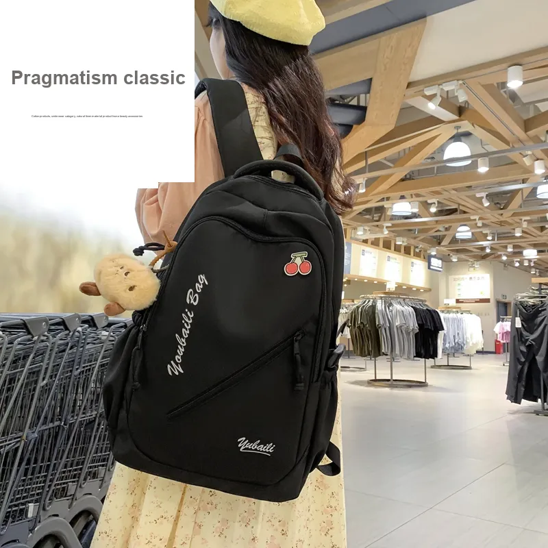 CORE BIRD Nylon Fabric Backpack Unisex Gray/Black/Burgundy/Green/Pink-6
