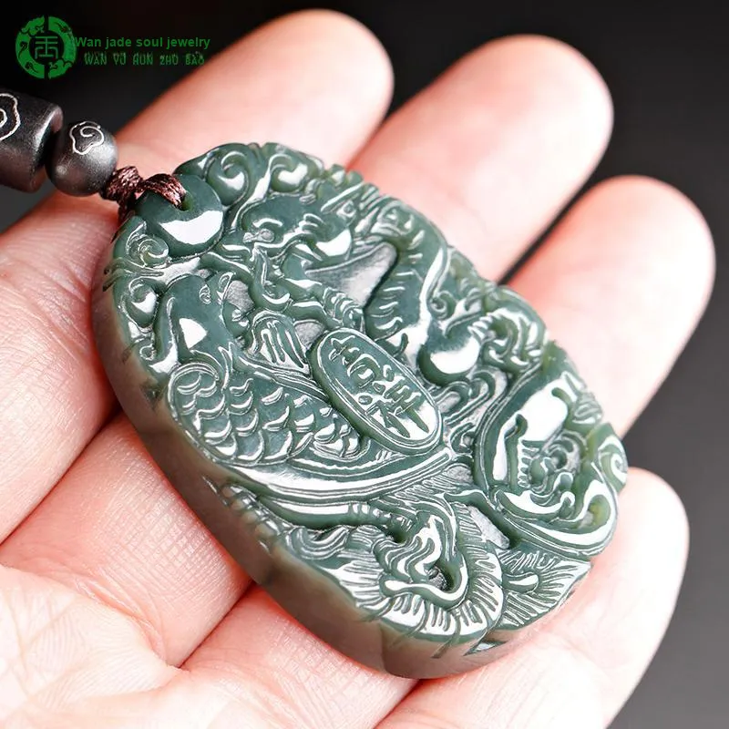 WANYUHUN Pendants Green Jade Unisex-4