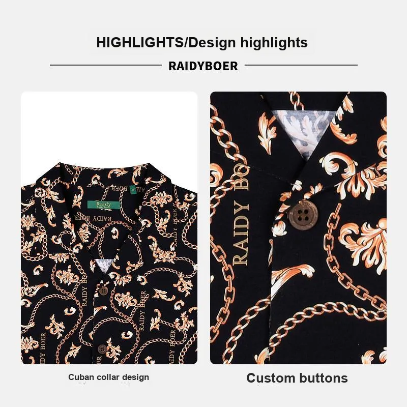 Raidy Boer 2025 Summer Shirt Men's Black Floral-2