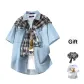 Light Blue+Black White[Shawl]( Includes T-Shirt )