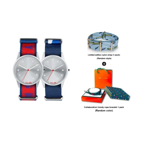 HYPERGRAND Watch Кварцевый механизм Нейлоновый ремешок Серебристый циферблат Унисекс NW01BASS+NW01SBOX