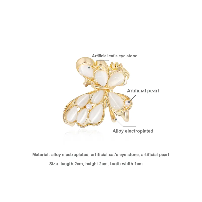 Yiru Alloy Electroplated Artificial Cat's Eye Artificial Crystal Hair Claw Clip Women's-1