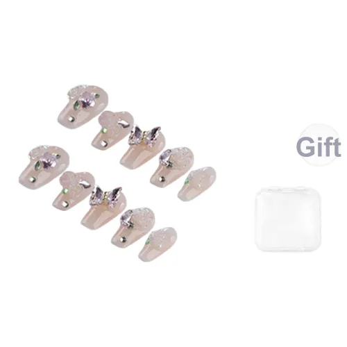 Song Biography Ледяной Розовый Камелия Розовый Осветляющий 3D Эффект Бабочка False Nail Короткий LADDER 20 мм