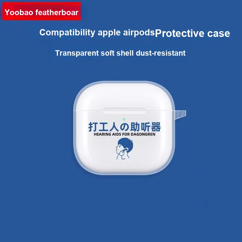 Yoobao Compatibility AirPods4 TPU Transparent Creative Text Headphone Cases-1