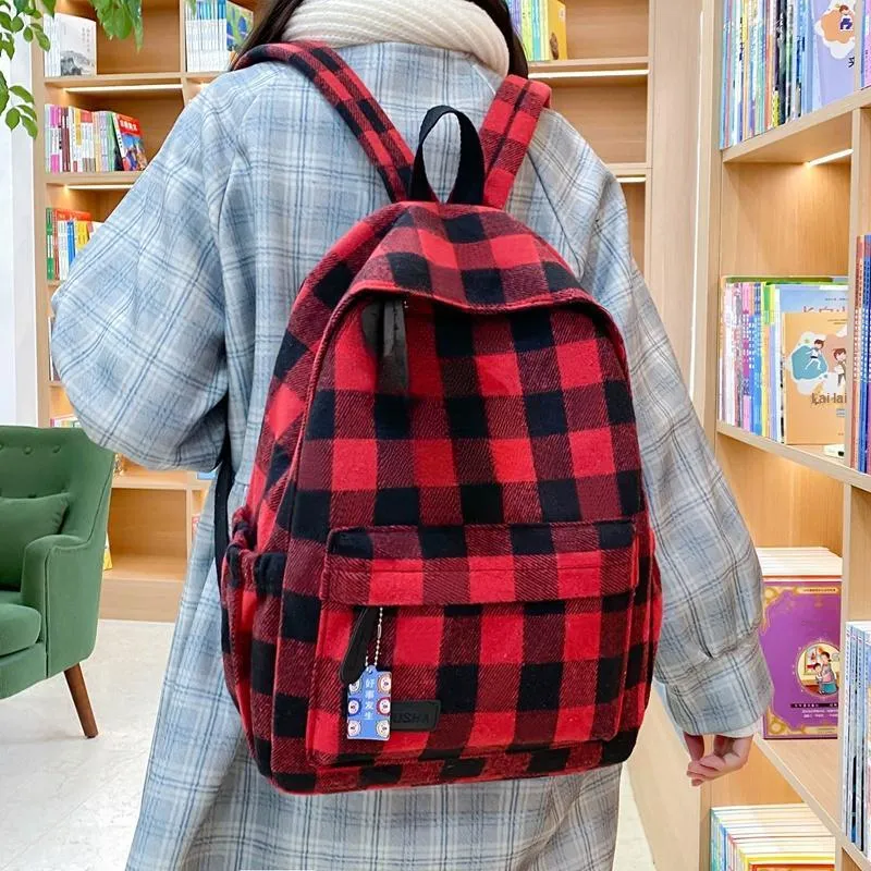 Yalu Nylon Backpack Unisex Black/Red/Blue/Green/Coffee-7
