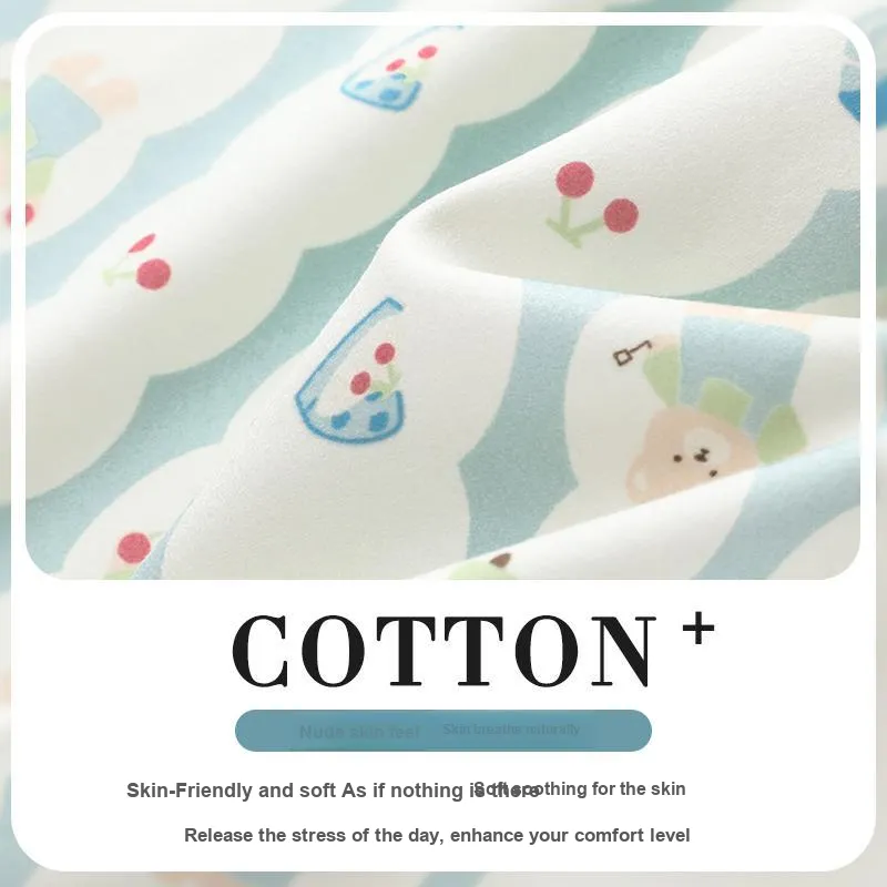 Qiao Ni Tong Pajama Set Women's Light Blue-2