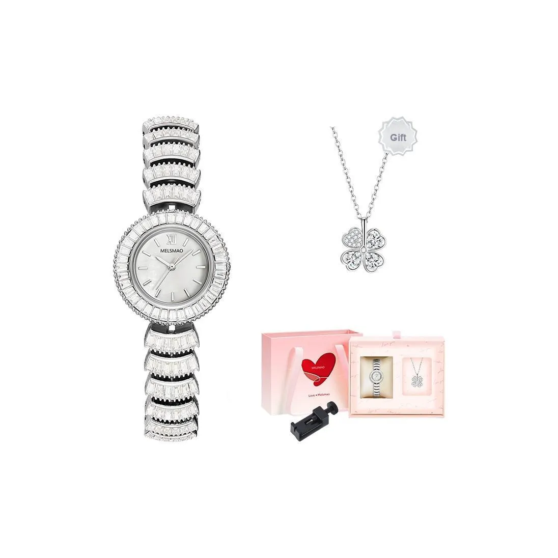 MELSMAO Браслет Стиль Часы Кварцевый механизм Сплав Ремешок Часы Женские Часы Белый Циферблат