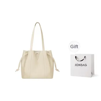 JONBAG Cow Leather Handbag, Shoulder Bag Medium Size Women's Symplocaceae White