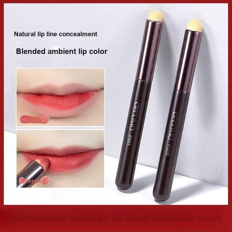 GECOMO Multifunction Round Tip Lip Brush+Oil Absorbing Paper Combination, Built in Mirror Powder Puff, Makeup Tool-1