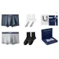2 Pack Dark Gray+Light Gray Underpants+2 Pack Black+White Socks
