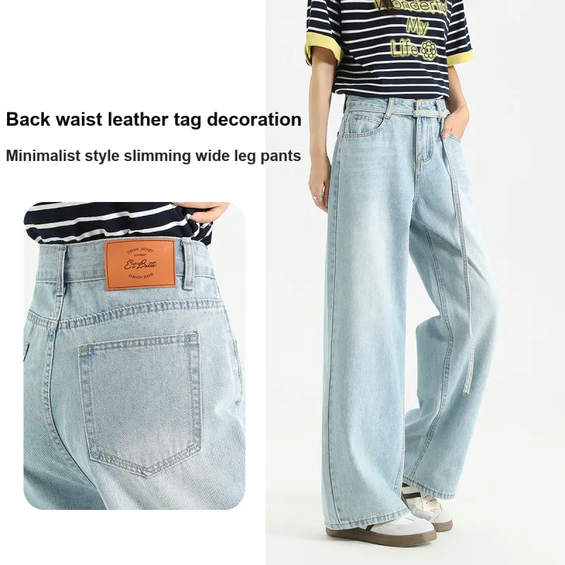 FAWENXIANGZI Jeans Women's Light Blue-9