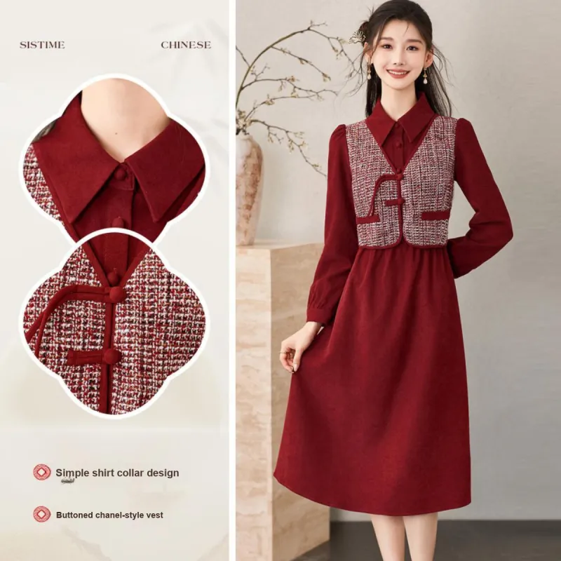 Like The Age Of Water Long Sleeved Dress Regular Women's Red-3