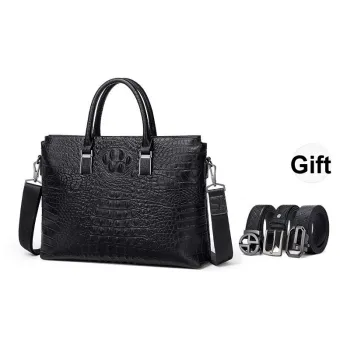 POLO Cow Leather Briefcase Tubas Men's Black