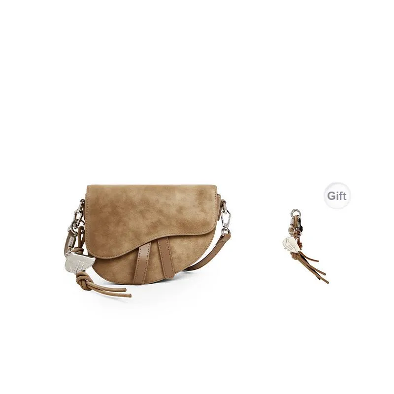 Teenmix Split Cow Leather Saddle Bag, Crossbody Bag, Shoulder Bag Trumpets Women's Coffee/Brown/Latte/Black-16