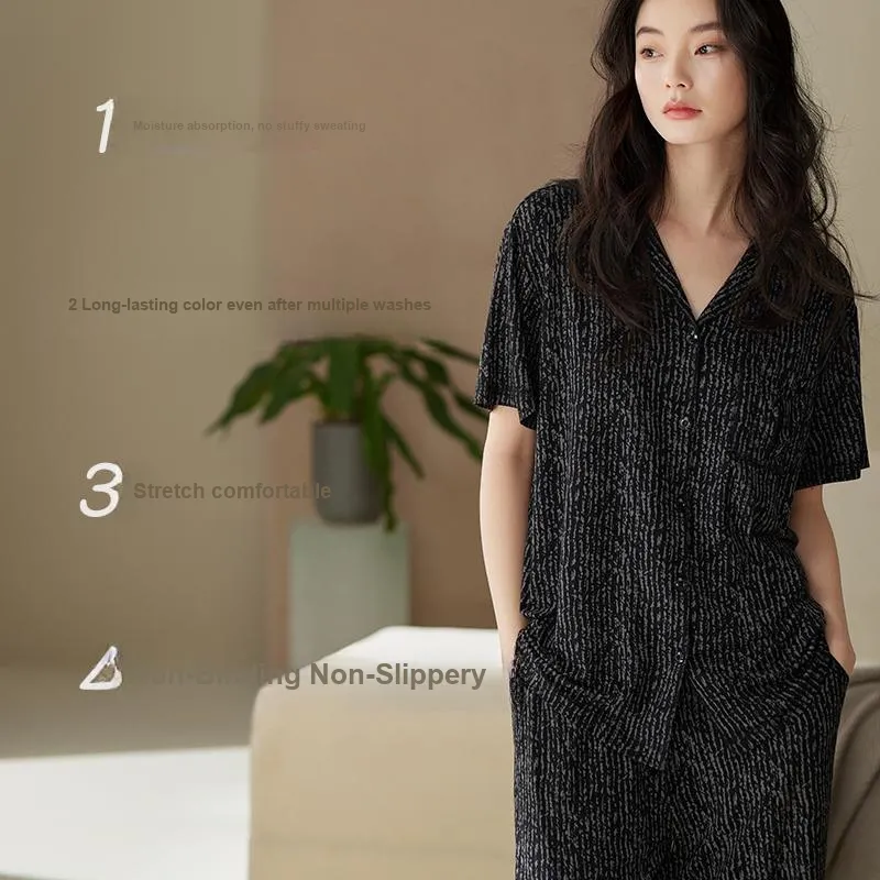 Xuan Liang Pajama Set Women's Gift Box Set Elegant Black-2