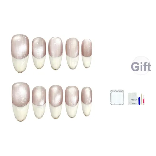 JINGCHANXUE Chaser OF Свет Осветляющий False Nail Миндаль Французский Градиент Кошачий глаз