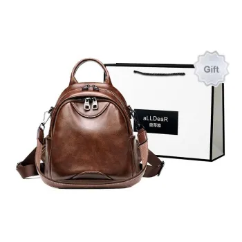 ALLDeaR PU Backpack Regular Women's Dark Coffee/Black